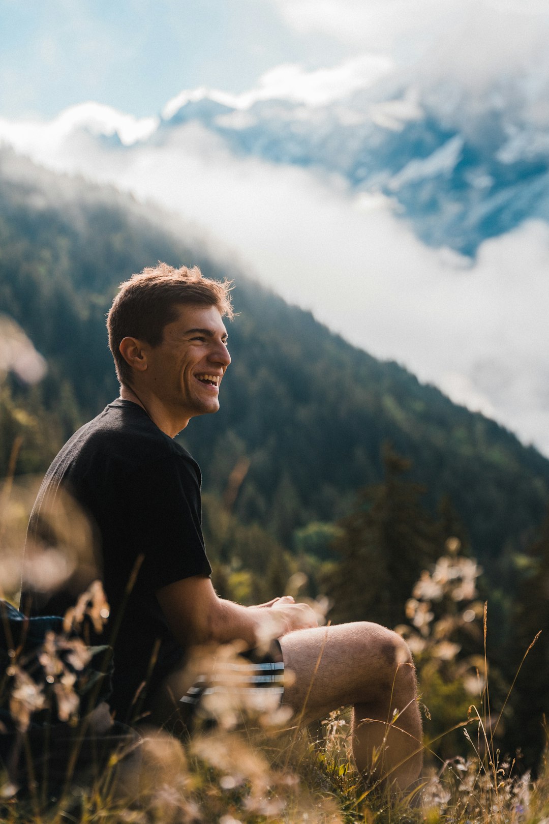 An adult man enjoying time outdoors in daylight