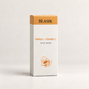 Blasik Papaya + Vitamin C Face Wash carton on an ivory background