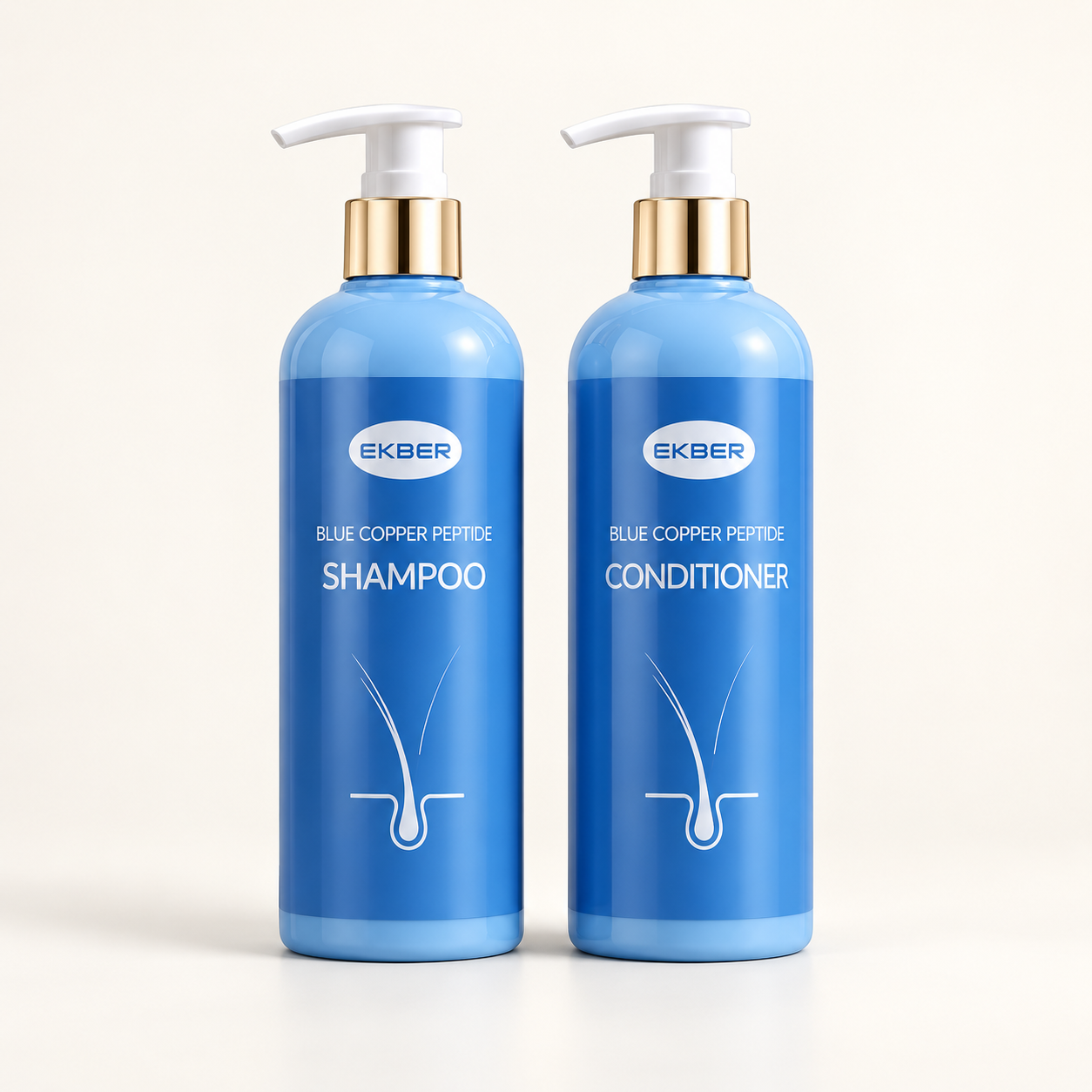 Ekber Blue Copper peptide shampoo and conditioner