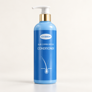 Ekber Blue Copper Peptide Conditioner product packaging on an ivory background